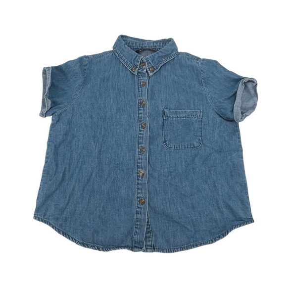 Brandy Melville Short Sleeve Button Down Jean Shirt Size Small Women’s - Picture 1 of 5